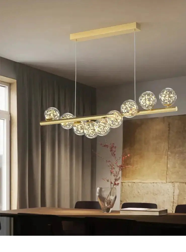 Chandelier modern gold long ceiling glass globe pendant light by Decorbites for dining room on Tampa Home & Garden Store
