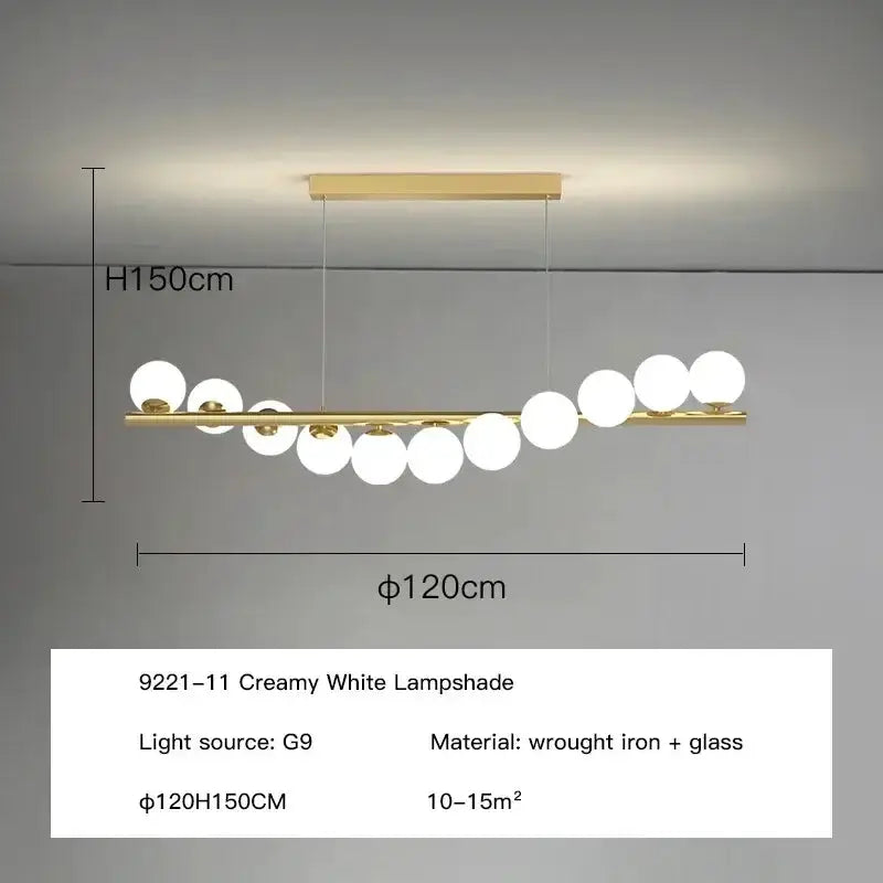 Chandelier Modern gold long ceiling chandelier with glass globes Decorbites dining room lighting on Tampa Home & Garden Store