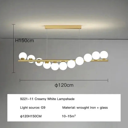 Chandelier Modern gold long ceiling chandelier with glass globes Decorbites dining room lighting on Tampa Home & Garden Store