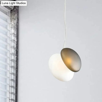 Modern cream white glass stacked pendant light with frosted discs warm glow by Decorbites on Tampa Home & Garden Store