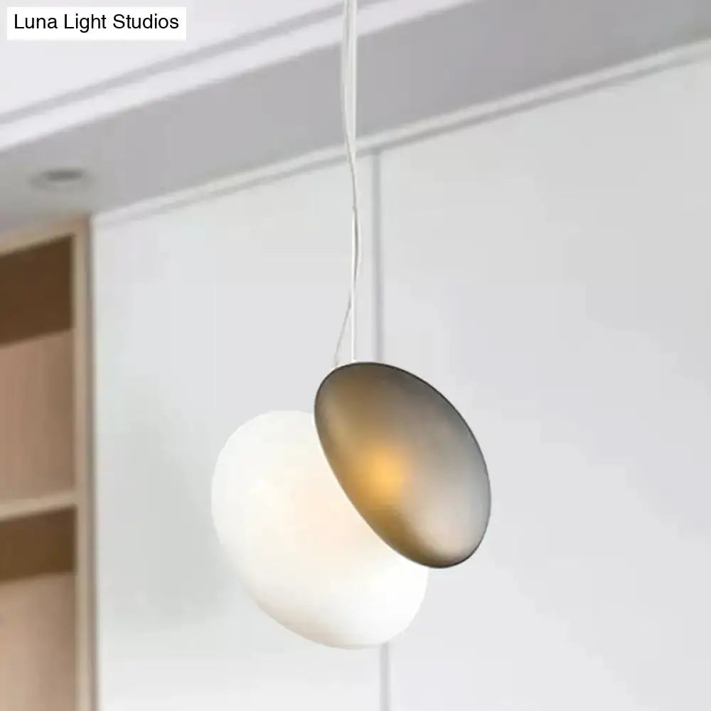 Modern cream white glass stacked pendant lights with overlapping bronze disc Decorbites on Tampa Home & Garden Store