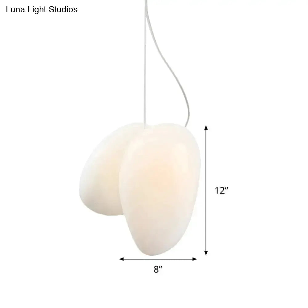 Modern cream white glass stacked pendant light by Decorbites, double globes, 12in tall 8in wide on Tampa Home & Garden Store