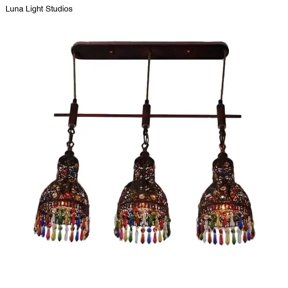 Art deco dark metal beaded triple pendant ceiling light Decorbites on Tampa Home & Garden Store