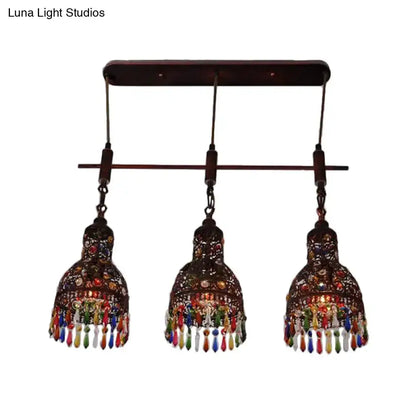 Art deco dark metal beaded triple pendant ceiling light Decorbites on Tampa Home & Garden Store