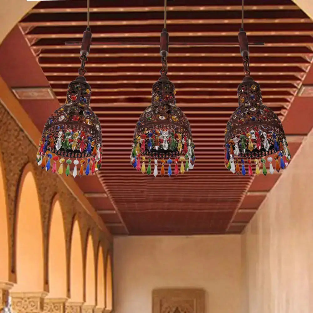 Art deco dark metal beaded cluster ceiling light pendant triple bead trim Decorbites on Tampa Home & Garden Store
