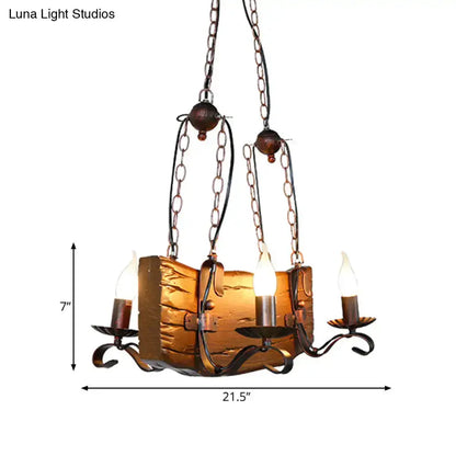 Rustic bronze island chandelier with centerpiece and four candle bulbs, Decorbites on Tampa Home & Garden Store