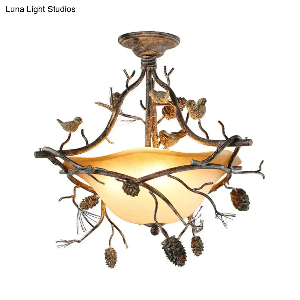 Bronze Bird Branch Light ceiling fixture with twig branches and accents Decorbites on Tampa Home & Garden Store