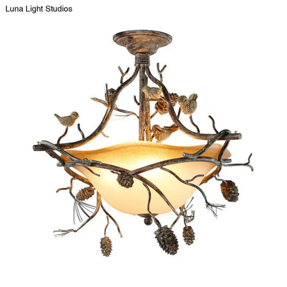 Bronze Bird Branch Light ceiling fixture with twig branches and accents Decorbites on Tampa Home & Garden Store