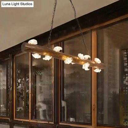 Rustic wooden mushroom chandelier pendant light for dining room, brown wood, Decorbites on Tampa Home & Garden Store