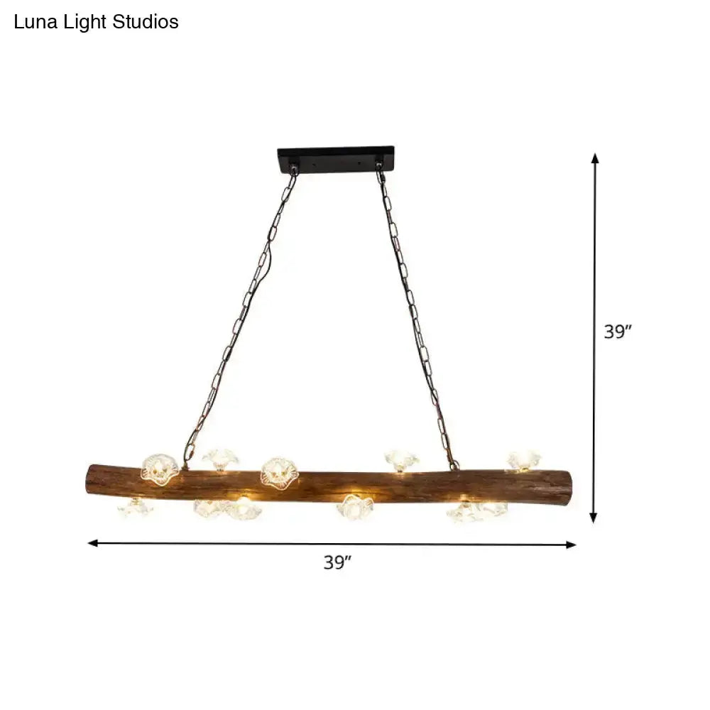 Rustic wooden mushroom chandelier pendant, 39-inch beam with glass bulbs by Decorbites on Tampa Home & Garden Store