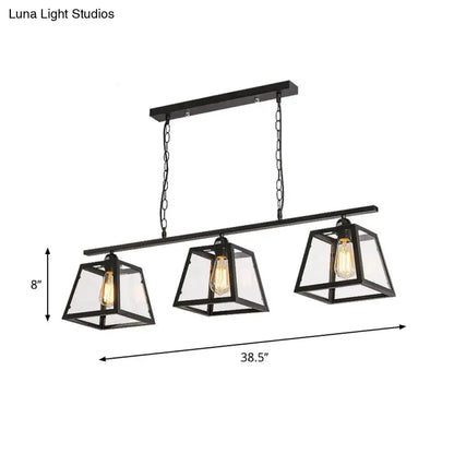 Industrial black metal island pendant light with three glass lanterns, Decorbites on Tampa Home & Garden Store
