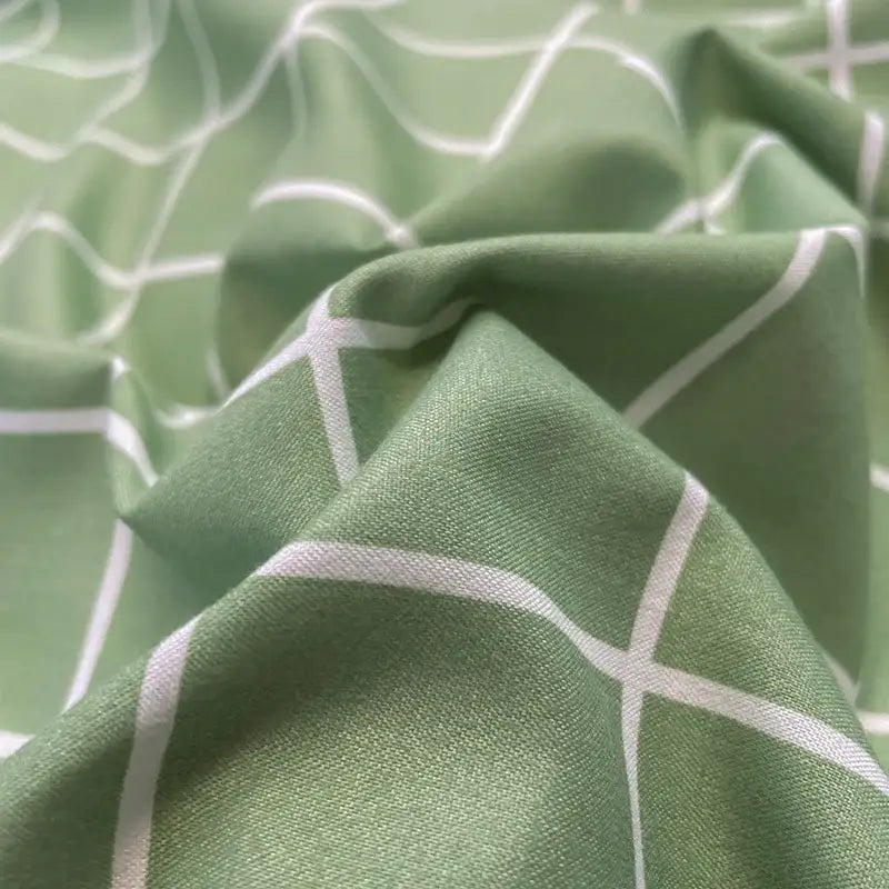 Nordic plaid muted green duvet cover by Decorbites, 1pc bedding set with white grid lines on Tampa Home & Garden Store