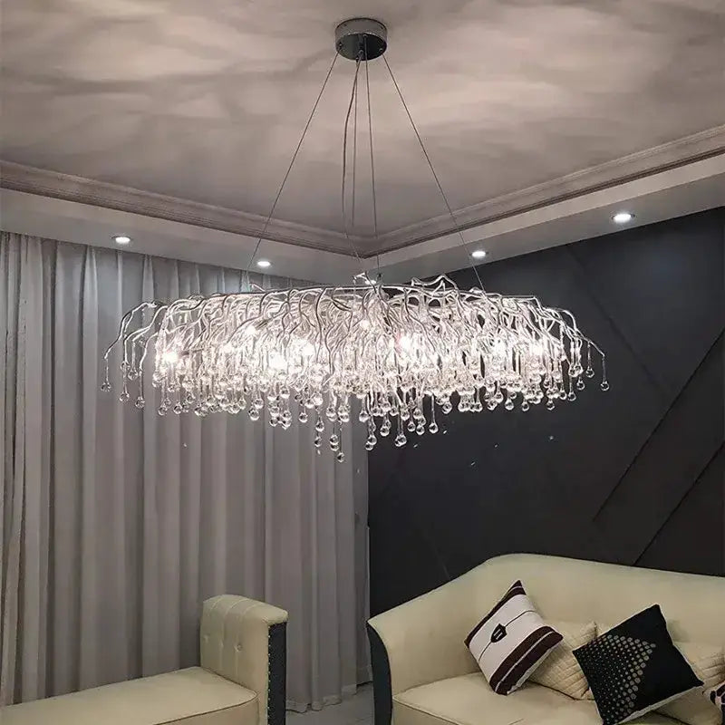 Modern Aluminum Raindrop Crystal Chandelier Light
