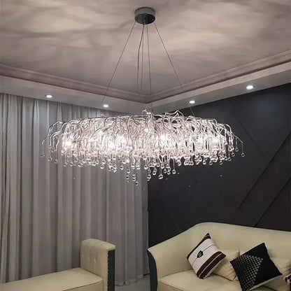 Modern Aluminum Raindrop Crystal Chandelier Light