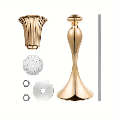 Gold Crystal Flower Stand Vase set by Decorbites; gold metal stand with ribbed top and hardware on Tampa Home & Garden Store
