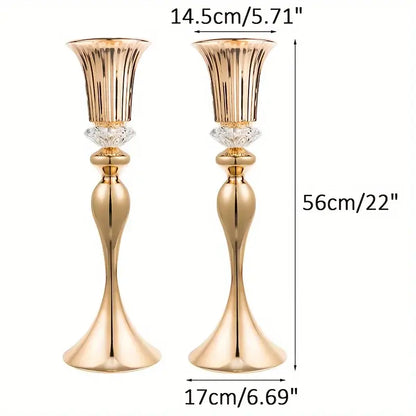 Gold Crystal Flower Stand Set of 2 vases by Decorbites with fluted gold tops and crystal accents on Tampa Home & Garden Store