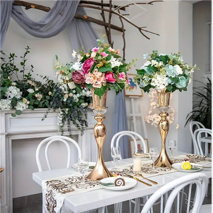Gold crystal flower stand set (2) with pink blooms Decorbites on Tampa Home & Garden Store