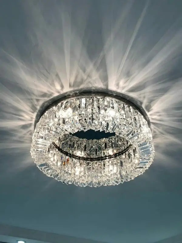 Modern gold multi-tier crystal LED ceiling light for dining room by Decorbites on Tampa Home & Garden Store