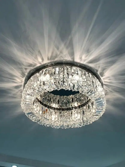 Modern gold multi-tier crystal LED ceiling light for dining room by Decorbites on Tampa Home & Garden Store