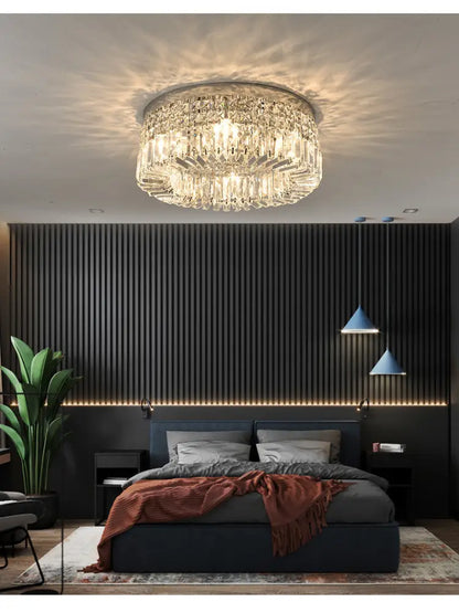 Modern gold multi-tier crystal LED ceiling light for dining room by Decorbites on Tampa Home & Garden Store