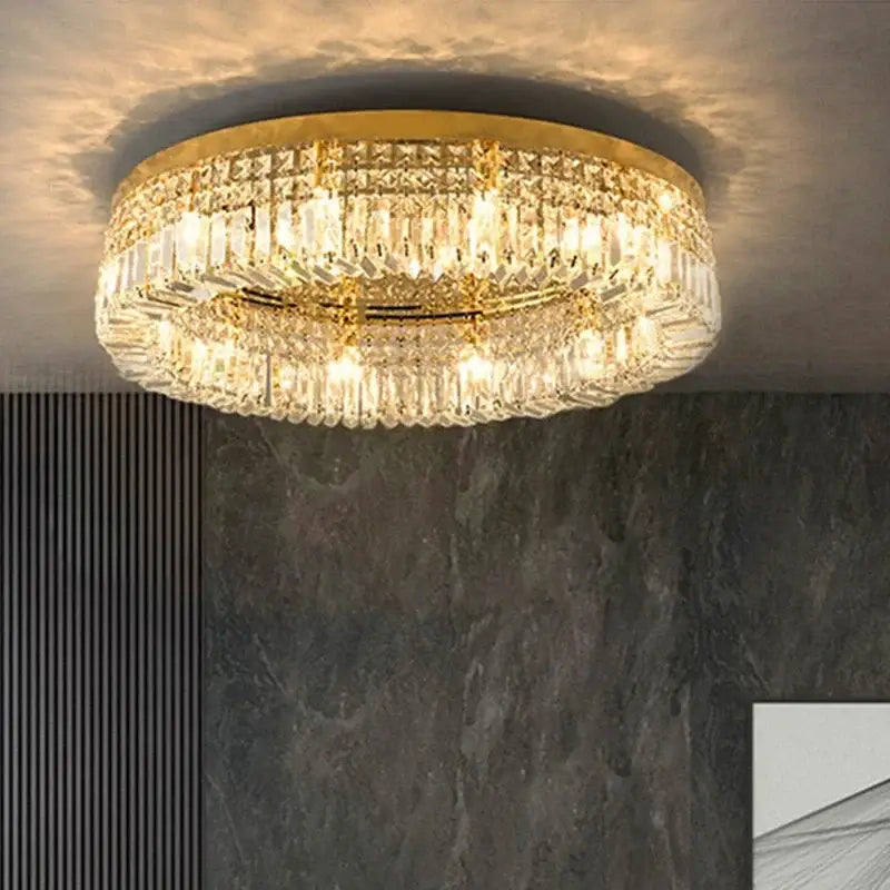 Modern gold multi-tier crystal LED ceiling light for dining room Decorbites on Tampa Home & Garden Store