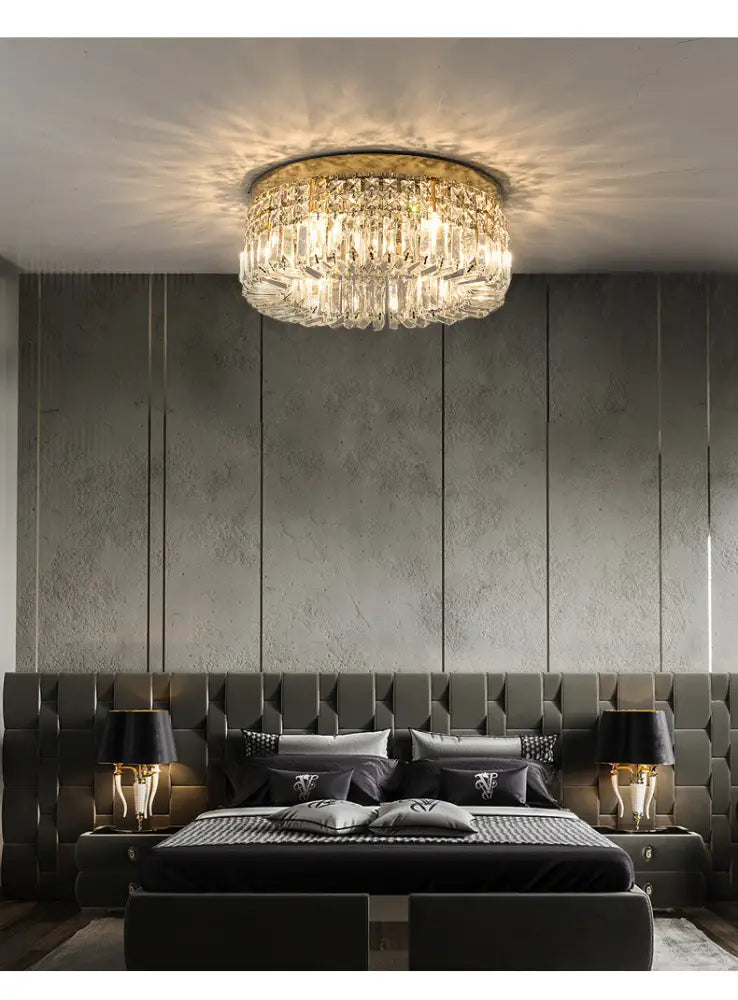 Modern gold multi-tier crystal LED ceiling light for dining room by Decorbites on Tampa Home & Garden Store