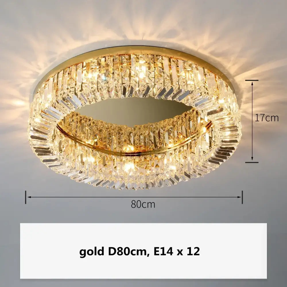 Decorbites gold multi-tier crystal LED ceiling light, 80cm diameter, E14 x12 dining fixture on Tampa Home & Garden Store