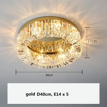 Decorbites gold multi-tier crystal LED ceiling light for dining room, 40cm dia, E14 x5 bulbs on Tampa Home & Garden Store