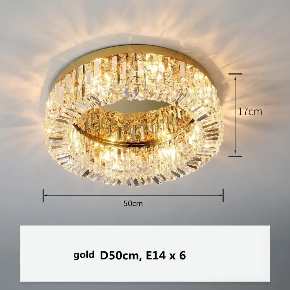 Decorbites gold crystal LED ceiling light, 50cm dia, E14 x6, modern dining room fixture on Tampa Home & Garden Store