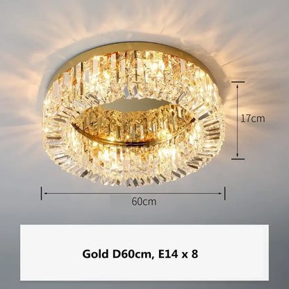 Modern gold multi tier crystal LED ceiling light for dining room, 60cm diameter, Decorbites on Tampa Home & Garden Store