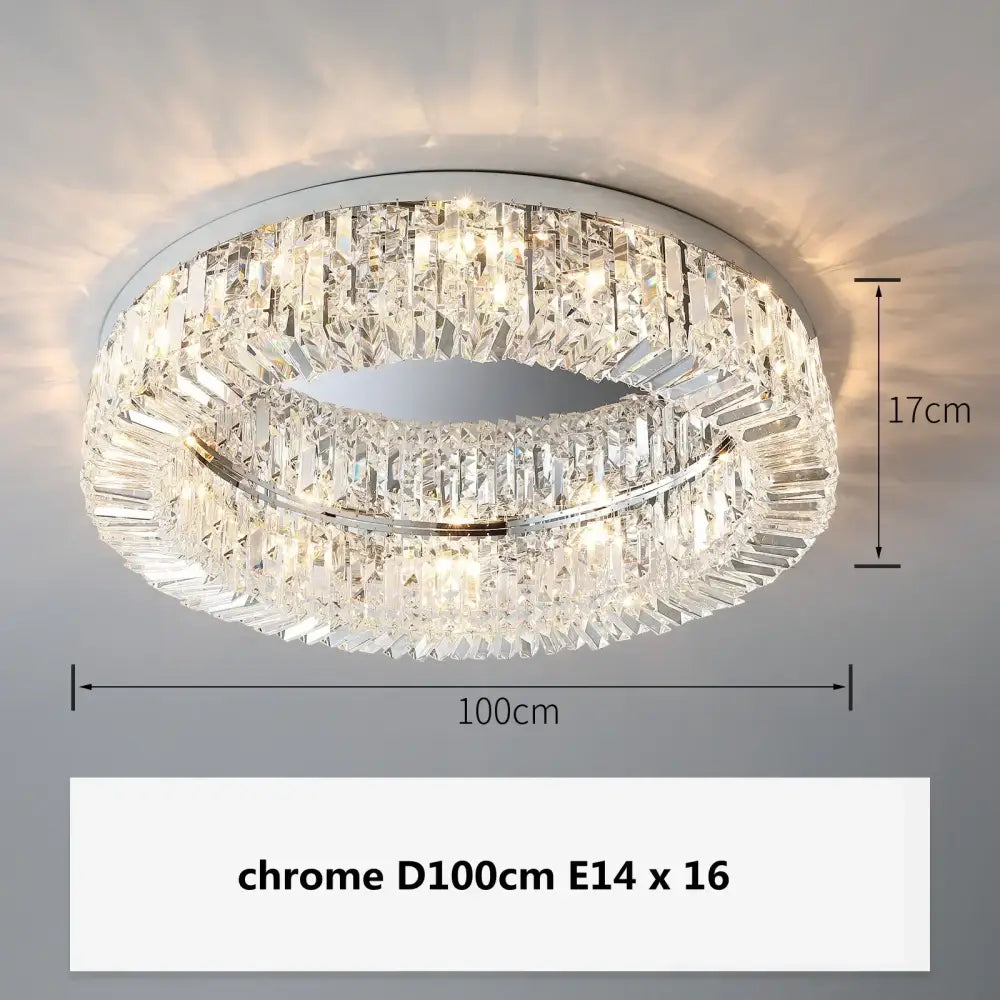 Modern gold crystal LED ceiling light by Decorbites, multi-tier crystal ring, 100cm diameter on Tampa Home & Garden Store