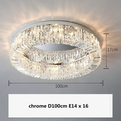 Modern gold crystal LED ceiling light by Decorbites, multi-tier crystal ring, 100cm diameter on Tampa Home & Garden Store