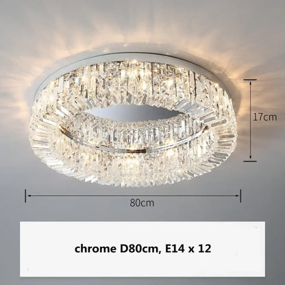 Modern gold crystal LED ceiling light by Decorbites, circular fixture, 80cm dia, E14 x12 on Tampa Home & Garden Store