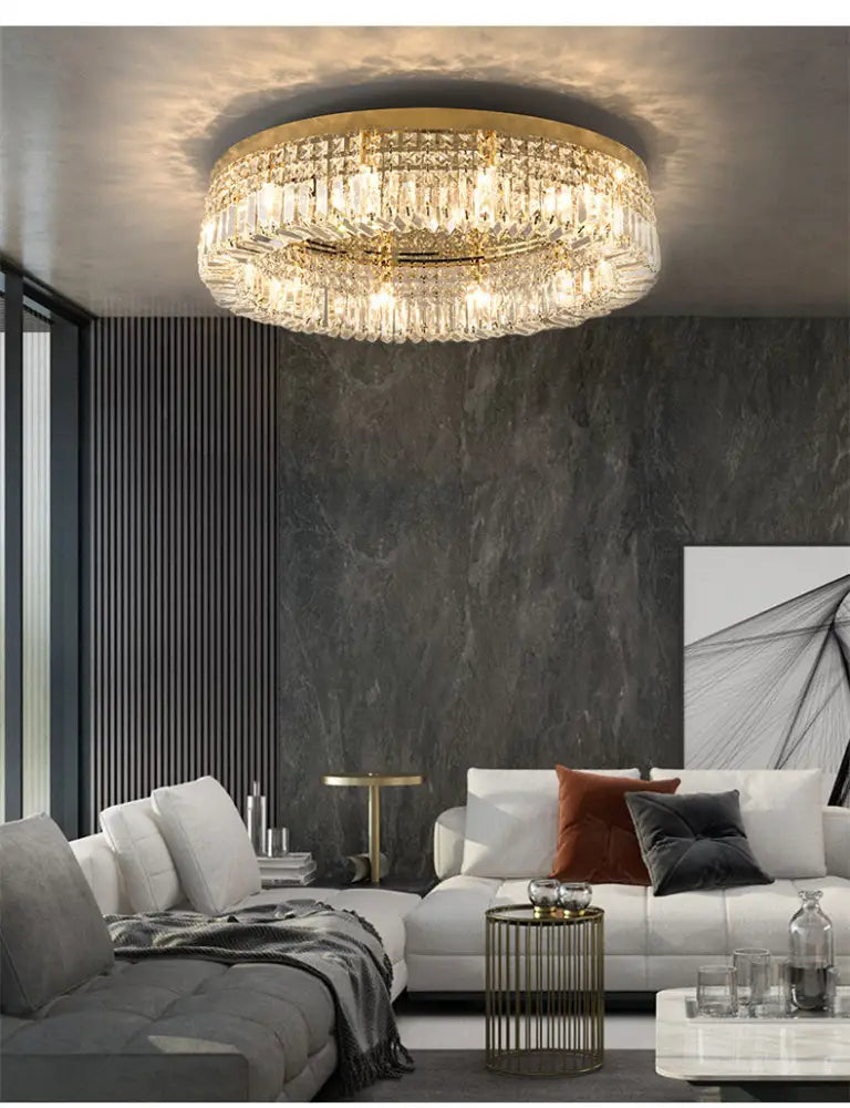 Modern gold multi-tier crystal LED ceiling light chandelier by Decorbites for dining rooms on Tampa Home & Garden Store