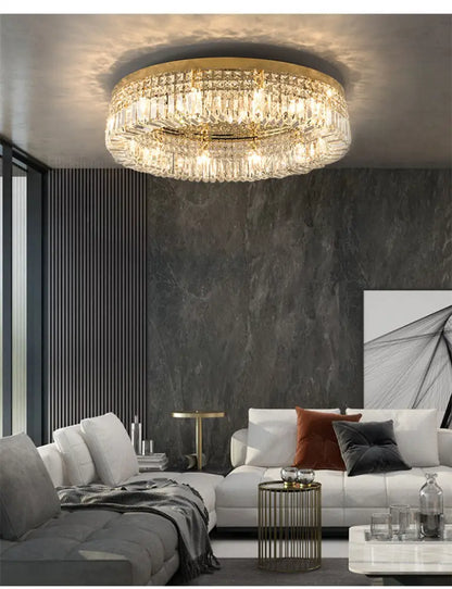 Modern gold multi-tier crystal LED ceiling light chandelier by Decorbites for dining rooms on Tampa Home & Garden Store