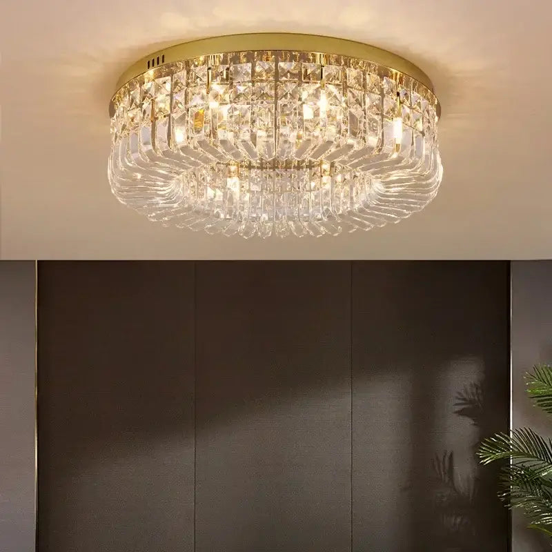 Modern gold multi-tier crystal LED ceiling light Decorbites for dining room on Tampa Home & Garden Store
