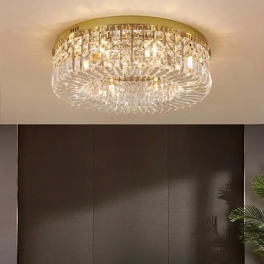 Modern gold multi-tier crystal LED ceiling light Decorbites for dining room on Tampa Home & Garden Store