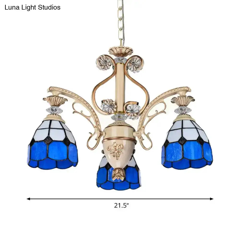 Baroque Blue and White Stained Glass Chandelier