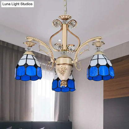 Baroque Blue and White Stained Glass Chandelier