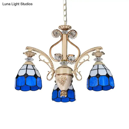 Baroque Blue and White Stained Glass Chandelier