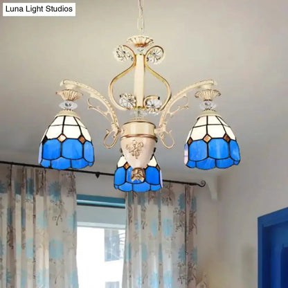 Baroque Blue and White Stained Glass Chandelier
