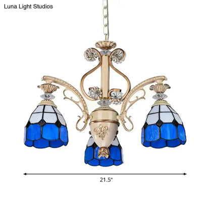 Baroque Blue and White Stained Glass Chandelier