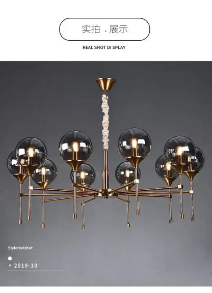 Chandelier Decorbites brass fixture with smoked glass globes for living room on Tampa Home & Garden Store