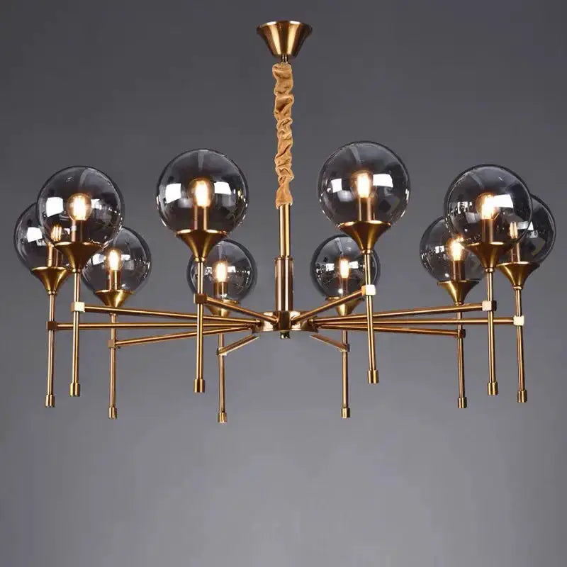 Chandelier modern brass designer metal with smoked glass globes Decorbites on Tampa Home & Garden Store