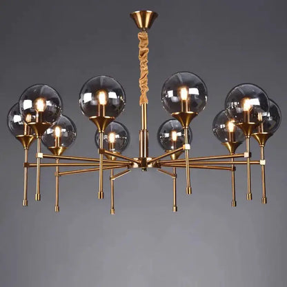 Chandelier modern brass designer metal with smoked glass globes Decorbites on Tampa Home & Garden Store