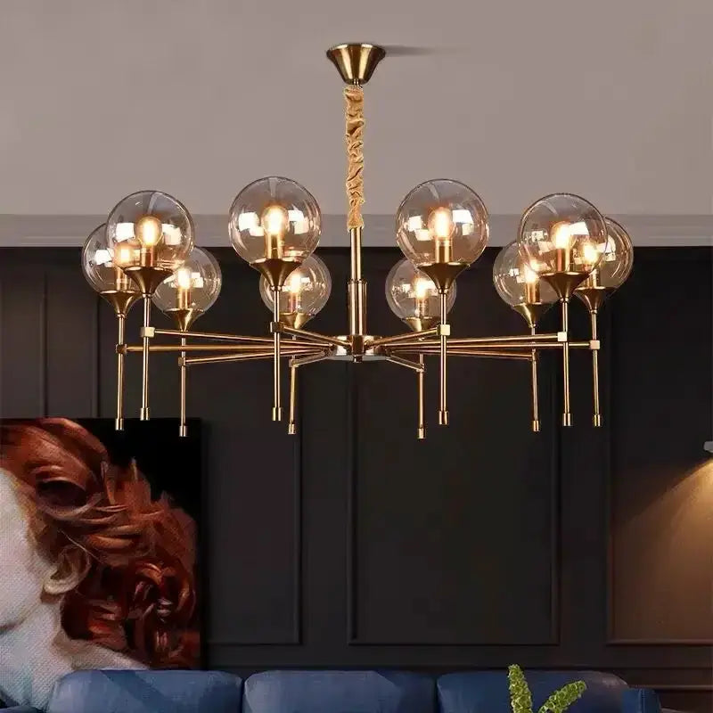 Chandelier modern brass designer metal fixture with smoked glass globes Decorbites on Tampa Home & Garden Store