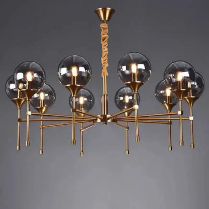 Chandelier Decorbites modern brass designer metal fixture with smoked glass globes on Tampa Home & Garden Store