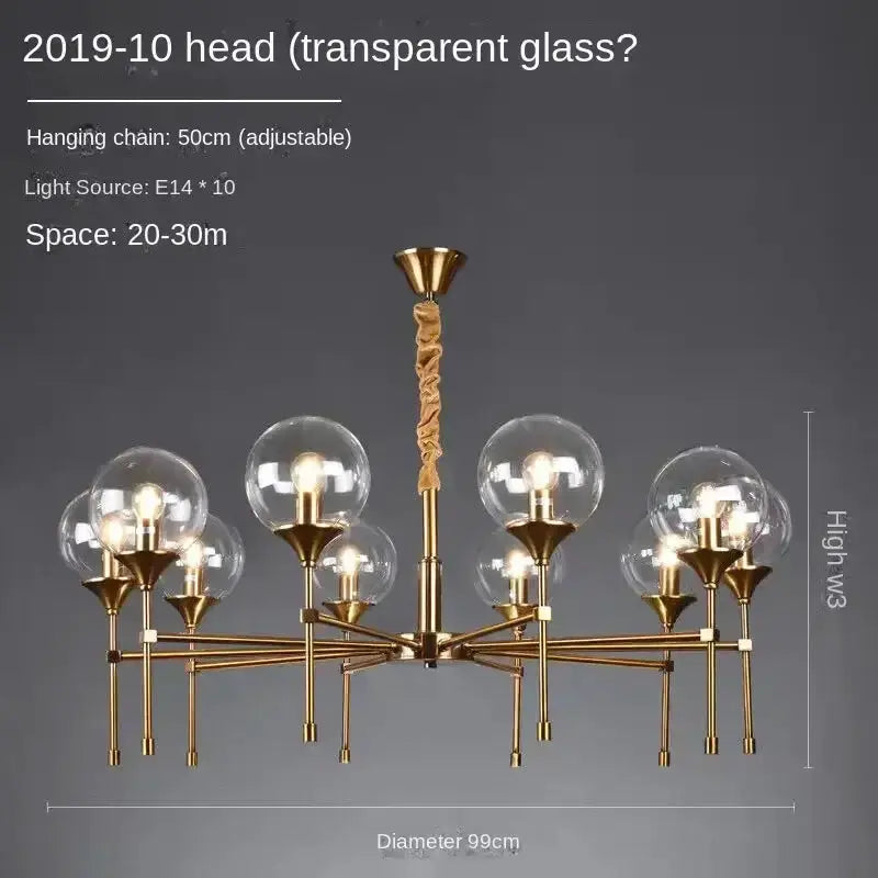 Chandelier Decorbites brass designer metal frame with smoked glass globes 99cm diameter on Tampa Home & Garden Store