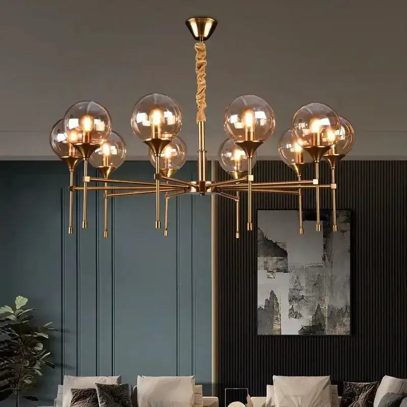 Chandelier modern brass designer metal chandelier with smoked glass globes Decorbites on Tampa Home & Garden Store