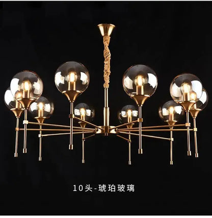 Chandelier Decorbites brass modern with smoked glass globes, 10-light fixture on Tampa Home & Garden Store